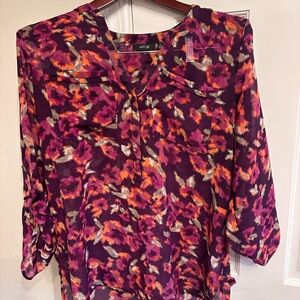 Apt. 9 Women's Floral Blouse - Purple and Orange